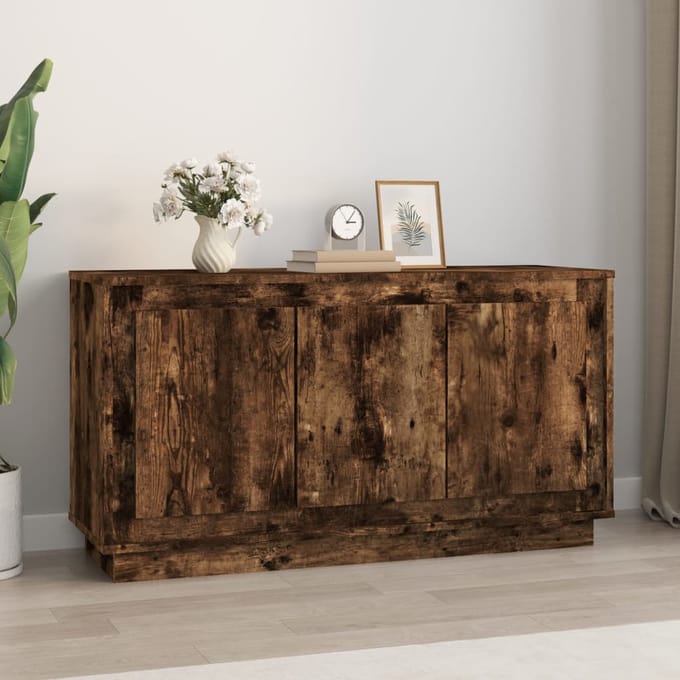 vidaXL - Dressoir - 102x35x55 - cm - bewerkt - hout - gerookt - eikenkleurig
