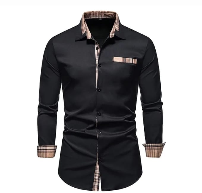 Casual Blouse Heren - Engelse Stijl - Zwart - Mode - Slim Fit - Overhemd