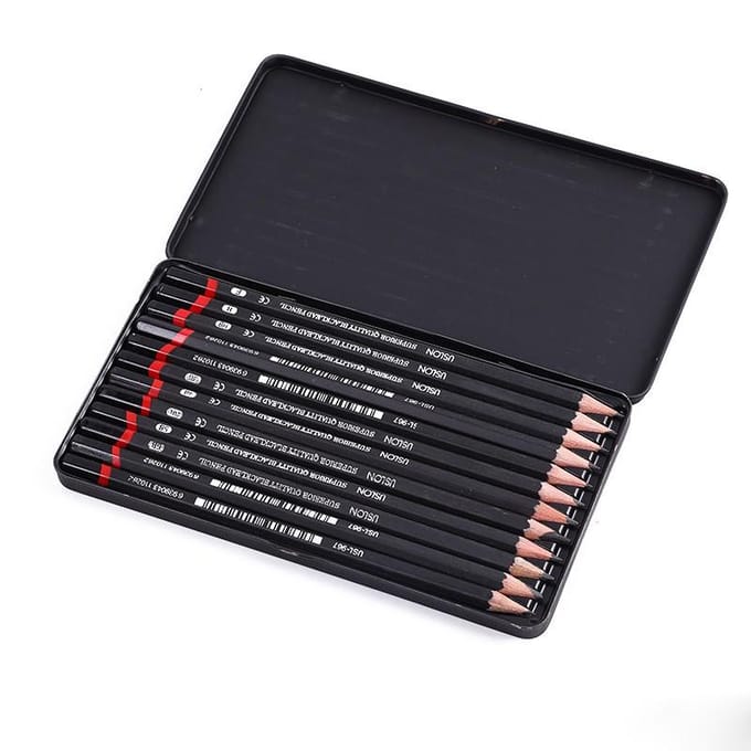 12 STUKS/SET 2H-8B Houten Potloden Set Professionele Teken Dagboek Schrijfpotloden voor School Soepel Schrijven zwart
