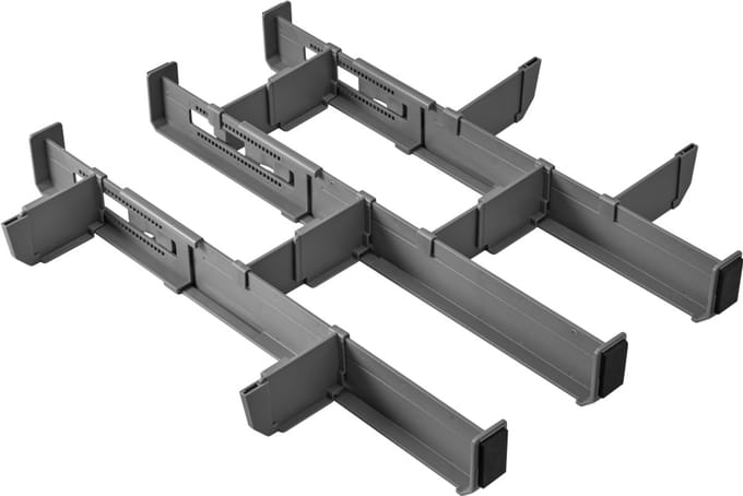 Metaltex - Ladeverdeler Verstelbaar - Lade Organizer Multi-Fit Plus - Uitschuifbaar - Grijs - Keuken Organizer