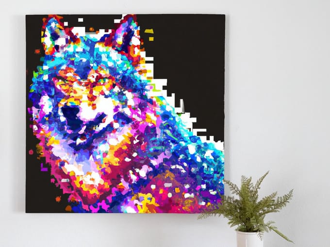 Pixelwolf | Pixelwolf | Kunst - 60x60 centimeter op Forex | Foto op Forex