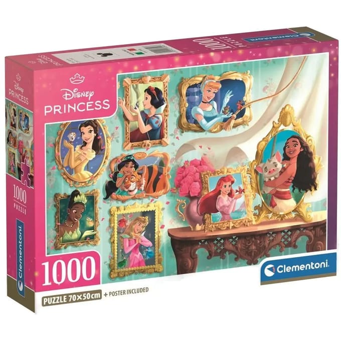 Clementoni - Puzzel - 1000 Stukjes - Disney Princess - Compact Box