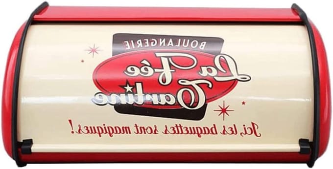 Broodtrommel Metaal - Broodopslag Houder - Brood Vers Houden - Roldeksel Ontwerp - 34x23x15CM - Rood
