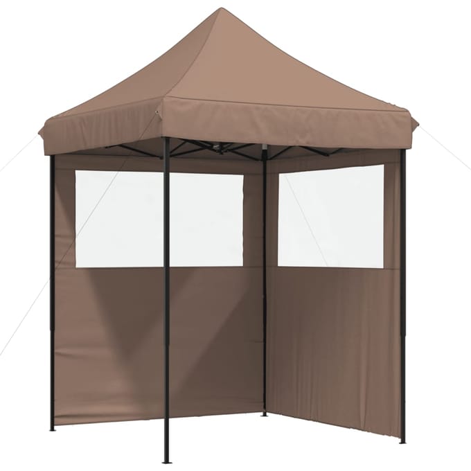 vidaXL - Partytent - inklapbaar - pop-up - met - 2 - zijwanden - bruin
