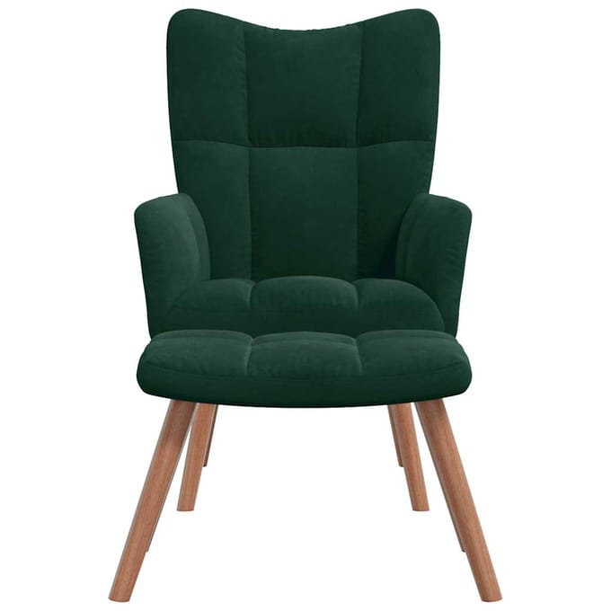 vidaXL Chaise de relaxation avec repose-pied Vert foncé Velours