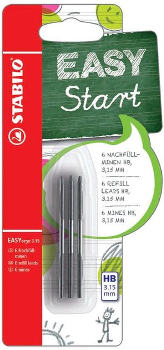 Potloodstift STABILO Easyergo refills HB 3.15mm blister à 6 stuks