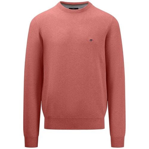 Fynch-Hatton Trui Fine Structure Cotton O-Neck Orient Red / male
