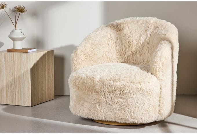 Svea - Mehta fauteuil - fake fur - beige