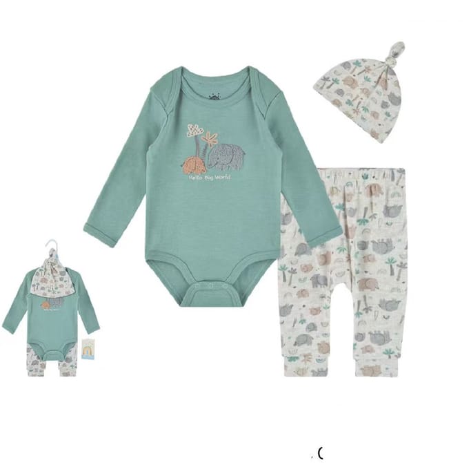 VBM babykleding - 3-delige set - rompertje-broekje en muts - 6-9 maand
