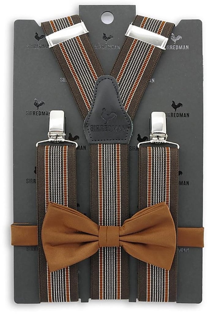 Sir Redman - Bretels met strik - bretels combi pack James Wyatt bruin - bruin