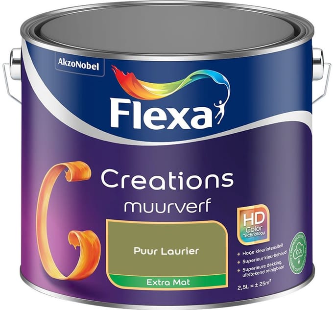 Flexa - Creations Muurverf Extra Mat - Puur Laurier - Mengverf - 2,5 L