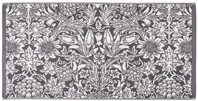 William Morris Sunflower Iron badmat - donkergrijs - jacquard douchemat - 50x90 cm