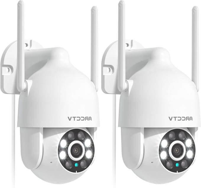 Buiten Camera - Beveiligingscamera Set - Huis Beveiligen - 360 Graden Zicht - 2 Stuks - Wit