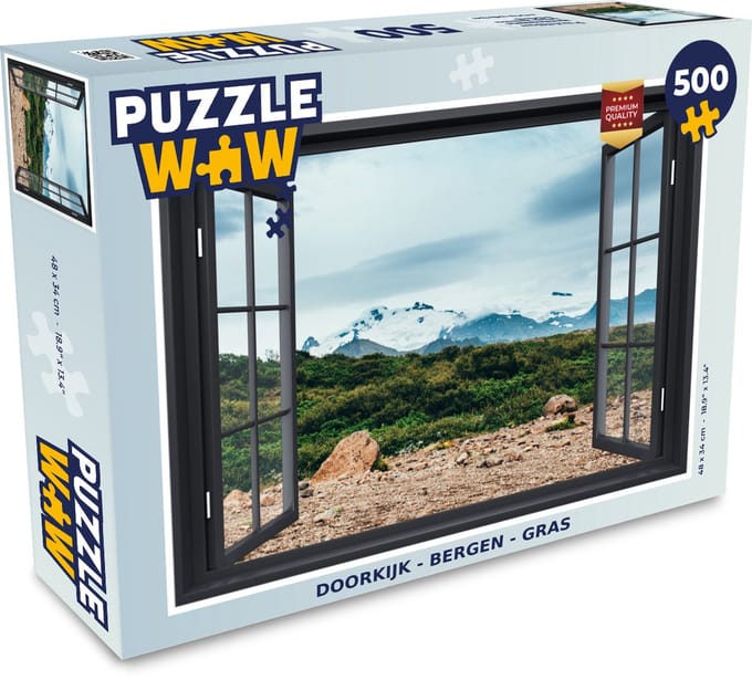 Puzzel Doorkijk - Bergen - Gras - Legpuzzel - Puzzel 500 stukjes