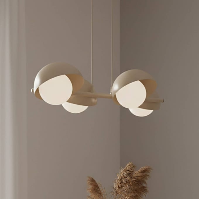 EMIBIG LIGHTING Hanglamp Boom 4, beige, glas/staal, lengte 60 cm