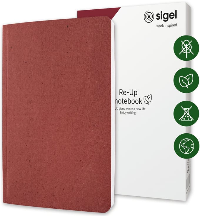 Sigel Re-Up notitieboek, A5, geruit, mosgroen