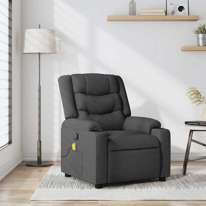 Vidaxl Klapbare Massagestoel, Donkergrijs, Bekleed met Stof
