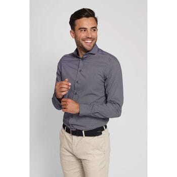 Suitable Overhemd Twill Print Donkerblauw (navy) - Maat 38 - Heren - Overhemden Formeel