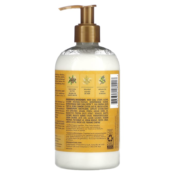 SheaMoisture, beurre de karité brut, revitalisant hydratant en profondeur, pour cheveux bouclés ou ondulés, 13 fl oz (384 ml) yellow