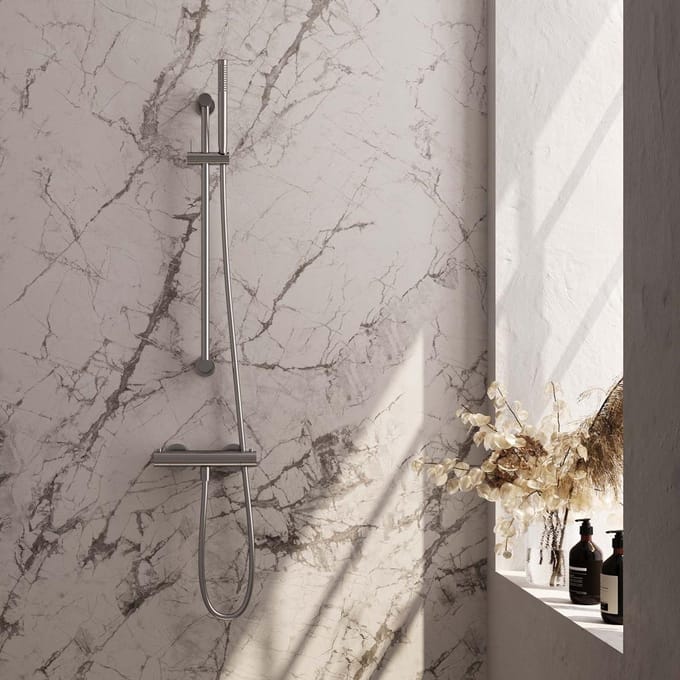 Brauer Brushed Edition Glijstangset met Thermostaatkraan - Staafhanddouche - Rvs Geborsteld Pvd