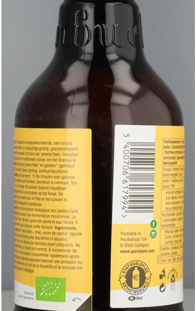 Purasana Kombucha Drank Gember Bio - 330 ml