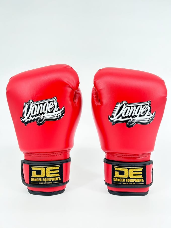 Danger Kinder Bokshandschoenen - PU - Rood 8 oz