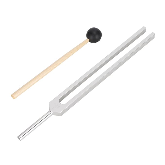 Fourchette de réglage en alliage d'aluminium 128 Hz Marteau en bois Ensemble d'outils de thérapie par le son beige