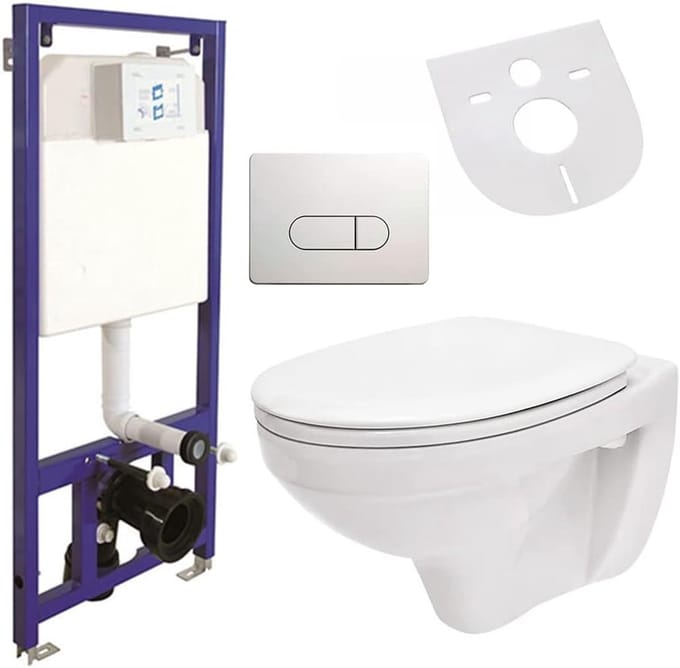 Hangend toilet met voorwandelement en softclose-deksel