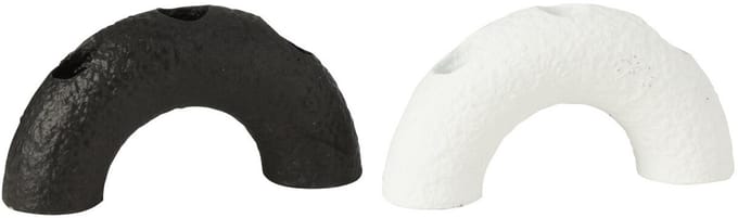 J-Line kandelaar Boog - cement - zwart/wit - 2 stuks