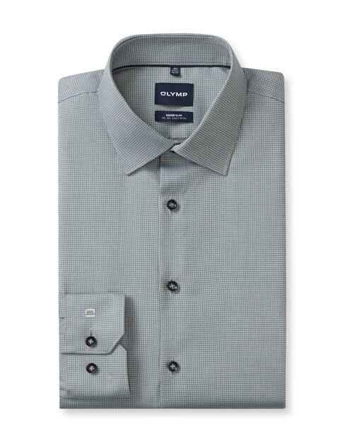 OLYMP No. Six Overhemd, Super Slim, Kent, Grijsgroen