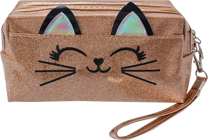 Juleeze Toilettas Dames Kat 18x10 cm Goudkleurig Polyurethaan