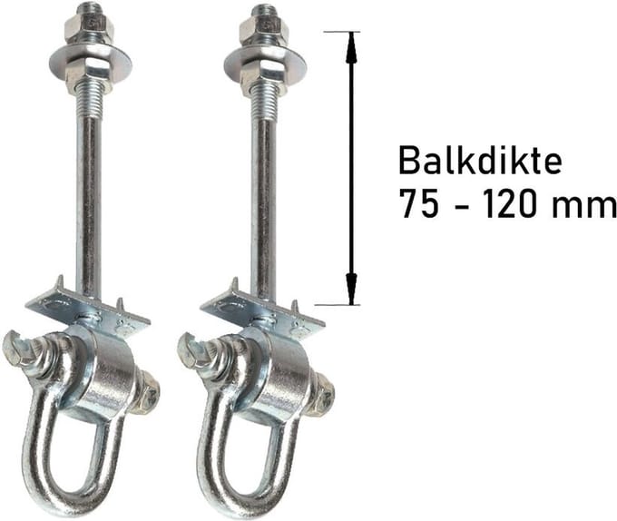 2 Stuks Schommelhaken met Gelagerde Harpsluiting M12 140mm