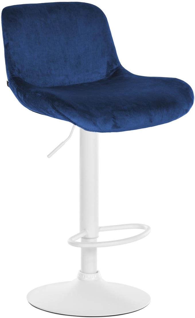 CLP Solon Barkruk - met rugleuning - in hoogte verstelbaar - draaibaar - wit frame - wit/blauw