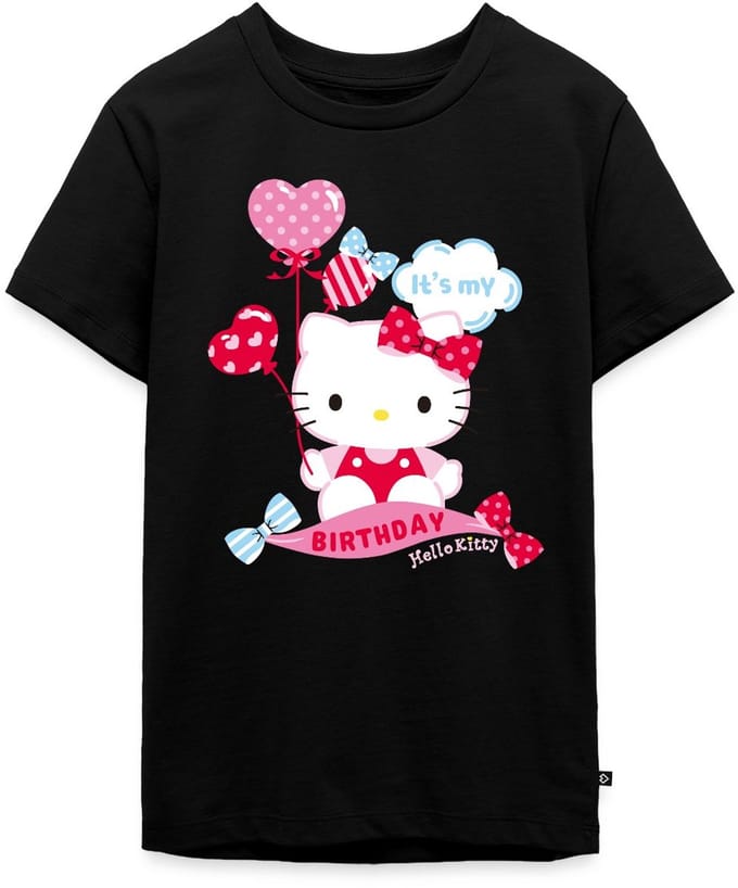 Hello Kitty Met Ballonnen Jarig Ontwerp Premium T-Shirt Tiener