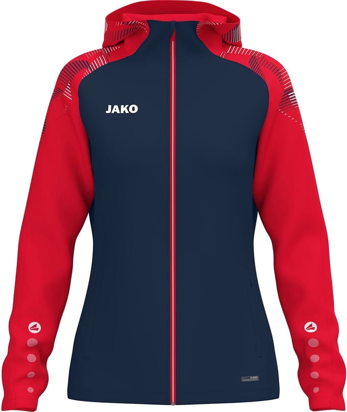 Jako Sonic Jas Met Kap Dames - Marine / Rood | Maat: 46/48
