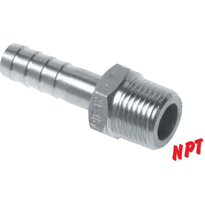 9 mm & 3/8''NPT RVS 1.4408 Slangpilaar Buitendraad [2 Stuks]