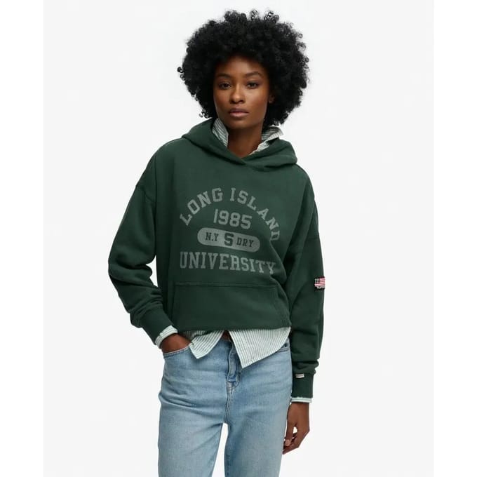 Superdry Athletic Essentials Relaxed Hoodie Green Grootte: 38