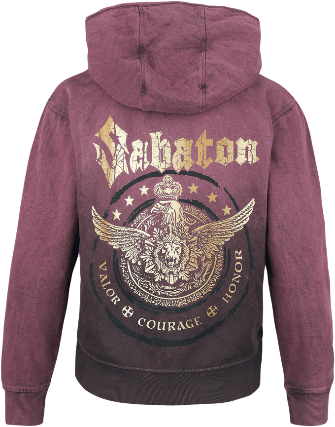 Sabaton Vest met capuchon - Valor Courage Honor - S tot M - voor Vrouwen - wijnrood