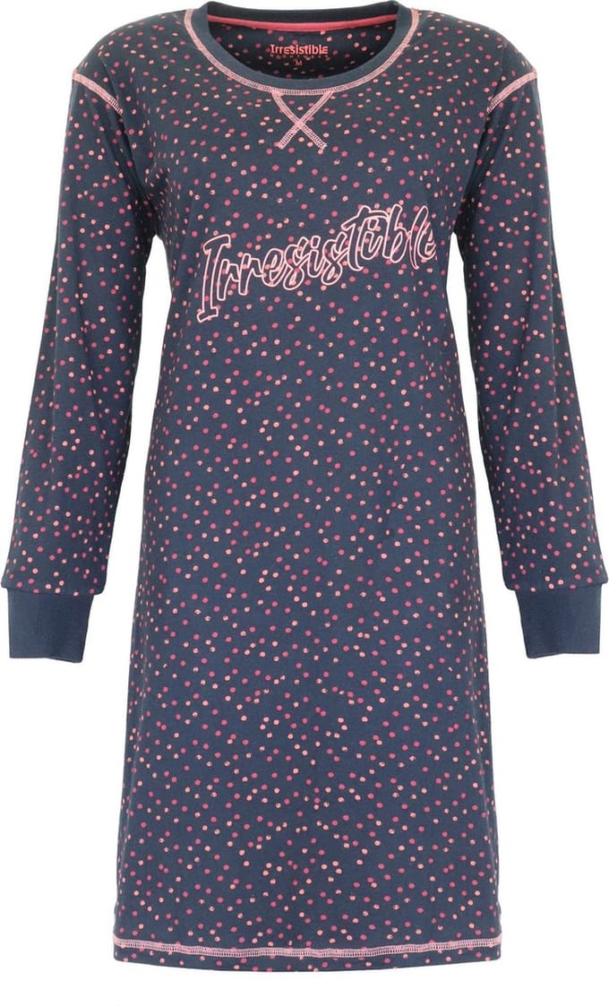 Irresistible Dames Nachthemd - 100% Katoen - Donker Blauw - Maat S