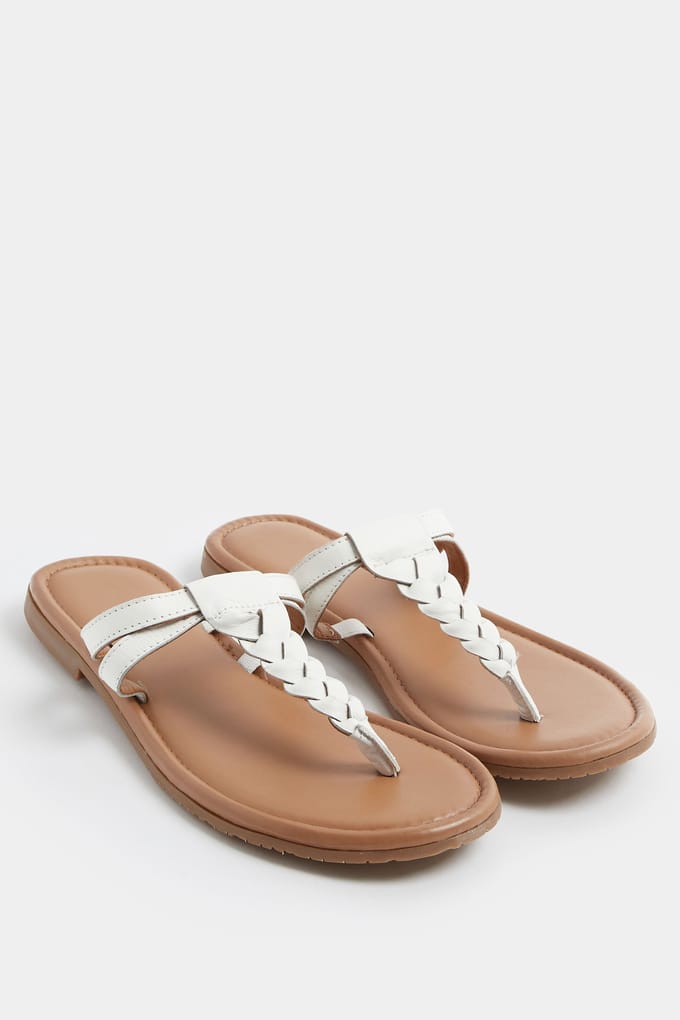 Yours Witte Imitatieleren Gevlochten Sandalen In Brede Epasvormsize 42E