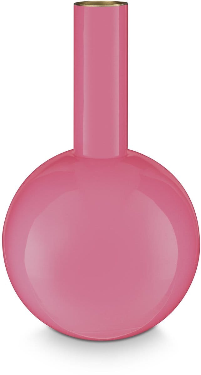 Pip Studio - Bloemenvaas - Woonaccessoires - Donker Roze vaas - Metaal - 19x33cm