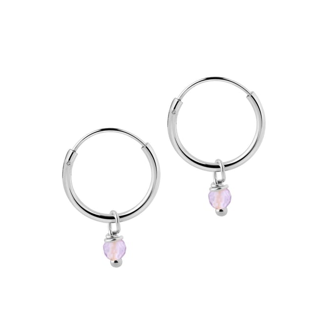 Kleine Zilver Hoops Met Paarse Steen
