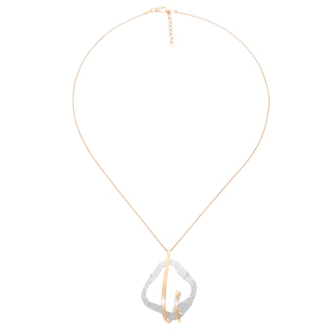 Orphelia ZH-7207 - CHAIN WITH PENDANT SILVER & ROSEGOLD PLATED SATIN - 925 silver - 45 cm