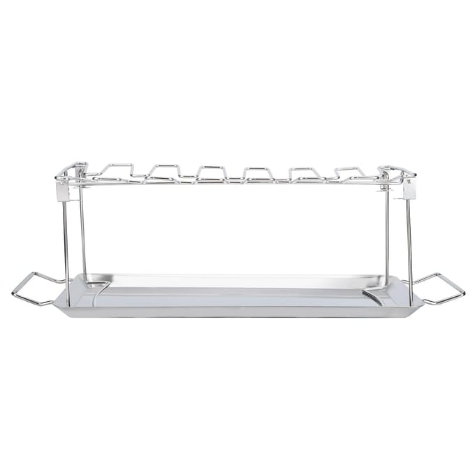 Support de Grill Pliant en Acier Inoxydable pour Pilon de Poulet avec Lèchefrite Accessoire de Barbecue white