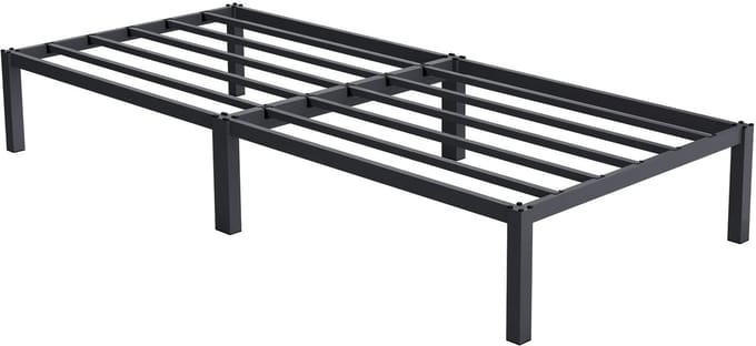 Bedframe eenpersoonsbed 90x200cm van metaal in antraciet met lattenbodem ML design