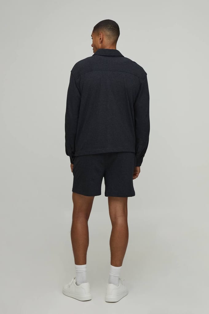 Oversized Boxy Shirt and Relaxed Short Set | Charcoal | Size Medium
