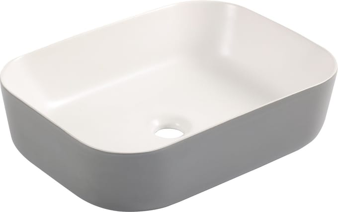 Differnz Waskom Zena - Keramiek - Vierkant - Grijs/wit - 48x37,5x12,5cm