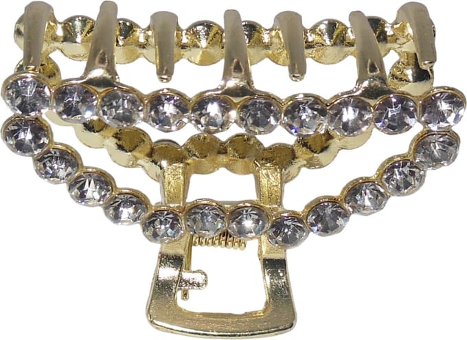 Haarklem met strass halve ronde goudkleurig