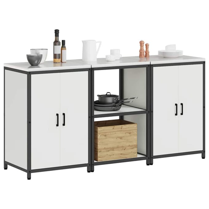 vidaXL - Keukenopbergsysteem - HATTEM - 3 - st - Wit - 180 - x - 50 - x - 92 - cm