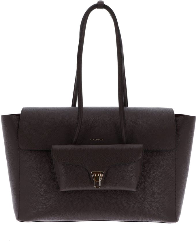 COCCINELLE Leren shopper schoudertas Double Beat Shopper Brunette donkerbruin